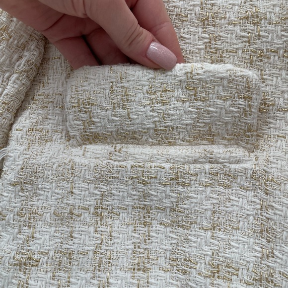 Zara Tweed Jacket Gold Ivory Size Small - Picture 3 of 10